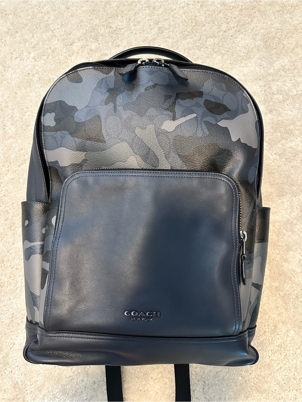 Coach Men’s Blue & Gray Camo Leather Backpack